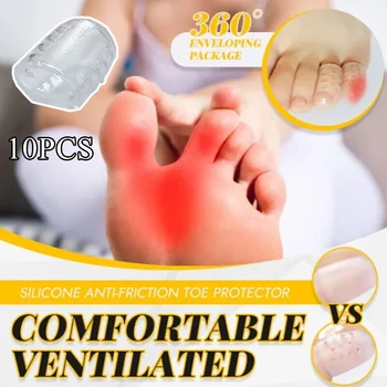 10 bucăți de anti-frecare respirabil toe protector din silicon pentru deget pentru a preveni blistere, bombeu protector, picior de îngrijire