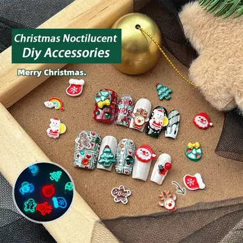 100buc Mini Rășină Figurina Meserii de Desene animate Drăguț Flatback Ornament de Crăciun Serie Noctilucent Nail Patch Accesorii