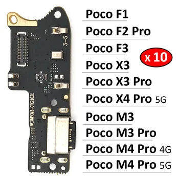 10buc/Lot, Portul de Încărcare USB Jack Conector Dock de Încărcare Bord Flex Cablu Pentru Xiaomi Poco F1 F2 F3 Pro X3 X4 M3 M4 Pro 4G 5G