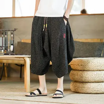 12 Stiluri Tradiționale Kimono Japonez Pantaloni Scurți Din Asia Bărbați Îmbrăcăminte De Stradă Pantaloni Retro Brodate Harem Pantaloni Largi Picior Pantaloni