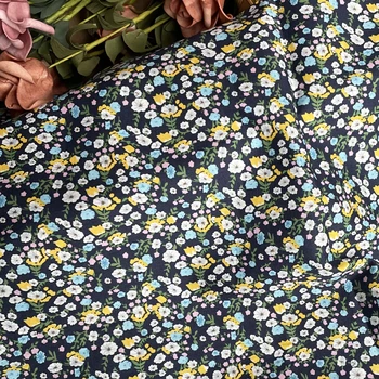 145×50cm 100% Tesatura de Bumbac Poplin Albastru Plante Florale de Imprimare Digitală Pentru Cusut Pânză Rochii Fusta Copii de Designer Handmade