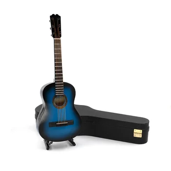 1buc Lemn in Miniatura Albastru Chitara Model Mini Instrument Muzical pentru 1/12 Păpuși 1/10 1/6 1/4 figurina Decor Cadou