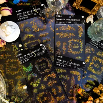 1Sheet Bronzare Spumante Registrul de Aur Autocolante linii de Flori Colaj Star Materiale Decorative de Bază Consumabile Album 190*95 mm