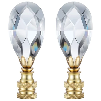 2 Pachete De Lacrimi De Cristal Lampă Finial Lampa Decor Pentru Abajur Cu Alamă Lustruită De Bază, Clare, 2-3/4 Cm