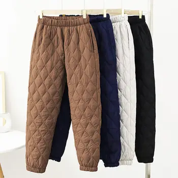 2020 Femei De Iarnă Se Ingroase Mare Elastic Talie Pantaloni Harem Lung Buzunare Casual Tampon De Bumbac Pantaloni