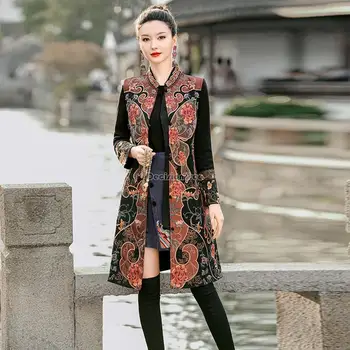 2023 toamna și iarna noi națională chineză stil nou chinezesc broderie stand de guler mâneci lungi casual sacou vesta t001