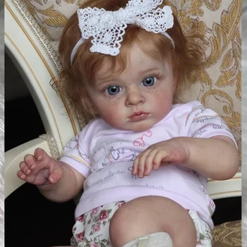 24inch Terminat Renăscut Copilul Fata Papusa Tutti Pielea cu Pistrui Foarte Detaliate 3D Piele Moale de Silicon Renăscut Baby Doll Real în Viață