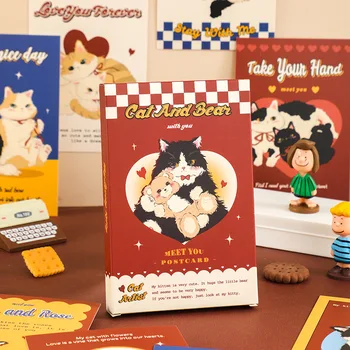 30 Coli/Set Pisica Artist Series carte Poștală Kitty Drăguț Și Ursul DIY Mesaj de Salut Carduri de Student Rechizite