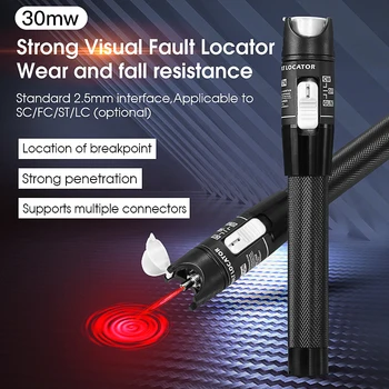 30mw Visual fault Locator FTTH Cablu de Fibra Optica Tester Pen SC/FC/ST 2.5 mm Interfata VFL 30Km Gama