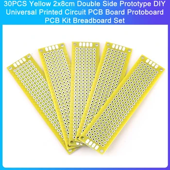 30PCS Galben 2x8cm Dublu Partea Prototip DIY Universal Circuit Imprimat PCB Bord Protoboard PCB Kit Breadboard Set