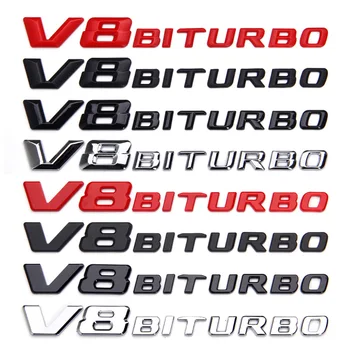 3D ABS Negru Logo-ul V8 BITURBO Emblema Auto Fender Insigna Pentru Mercedes Benz C63 G63 E63 S63 W222 W223 W213 W212 W205 W204 Accesorii