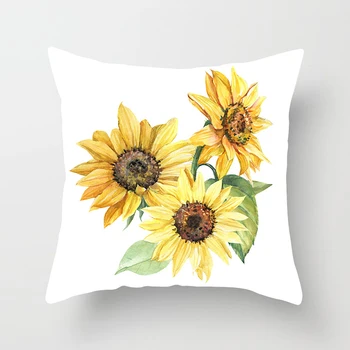 45x45cm de Floarea-soarelui de Imprimare Capac Pernă de Plante Peisaj față de Pernă Decor de Pernă Pentru Camera de zi Dormitor Scaun Decor