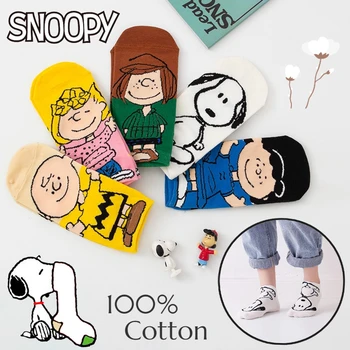 5 Perechi Snoopy, Charlie Femei Desene Animate Șosete Drăguț Din Bumbac 100% Low Tub Fata Moale Respirabil Japonez Stil Casual Ciorapi Cadou