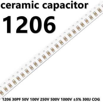 (50buc) 1206 30PF 50V 100V 250V 500V 1000V ±5% 300J COG 3216 SMD Condensatoare Ceramice