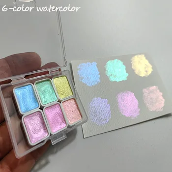 6/9pcs Unghii Solide Pigment Aurora Perle Nail Art Acuarelă Metalice Paleta de Vopsea Remiză Chrome Sclipici Pulbere de Flori de Unghii Set