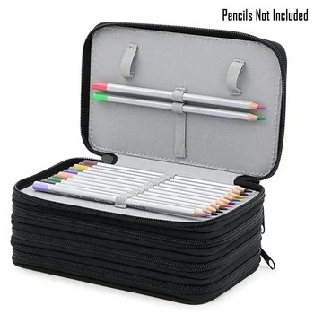 72 de Găuri Caz Creion Portabil 4 Straturi de Mare Capacitate Stilou Geanta de Culoare Titular cu Fermoar Buzunar Școală Staționare