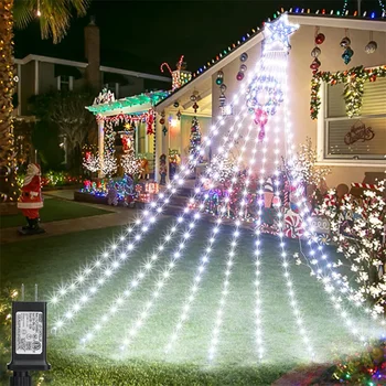 9X3M 288 LED-Pom de Crăciun Zână Șir de Lumină în aer liber Cascada Xmas Copac Stele Sloi de gheață Lumina Petrecere de Nuntă Vacanță de Iluminat