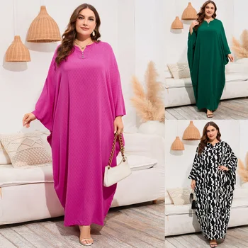 Abaya Femeile Musulmane Rochii De Partid Dubai Supradimensionate Vrac Bat Maneca Rochie De Culoare Solidă Arabe Islamice, Turcia, Africa Caftan Vestidos