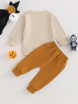 Adorabil Copil Costum de Halloween Set cu Dovleac Tricou și Pantaloni Elastic pentru Fete și Băieți - Perfect pentru Toamna si