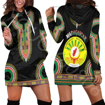 Africana Imbracaminte Femei Sexy Slim Hoodie Hanorac Rochie Imprimate Strada Hoodie - Madagascar Dashiki Rochie Hoodie