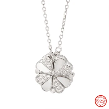 Argint 925 Dulce Zircon Pandantiv Colier de Flori pentru Femei la Modă Farmecul Strălucitor Inima Colier Bijuterii de Nunta