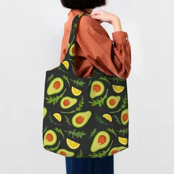 Avocado Model De Cumpărături Saci De Panza Femei Reutilizabile Capacitate Mare De Alimentare Fructe Vegan Shopper Tote Pungi Fotografie Genți De Mână
