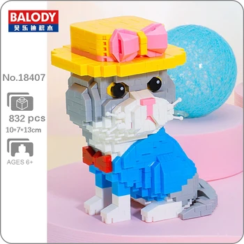 Balody 16407 Lumea Animală Pisică persană Pisoi Arc Pălărie de Companie Model de Păpușă Mini Diamond Blocuri Caramizi de constructie de Jucarie pentru Copii fără Cutie