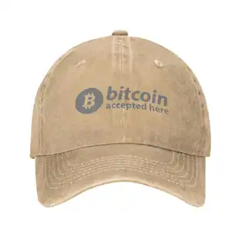 Bitcoin Acceptat Aici BTC Calitate de Top Logo Denim șapcă de Baseball capac Tricotate pălărie
