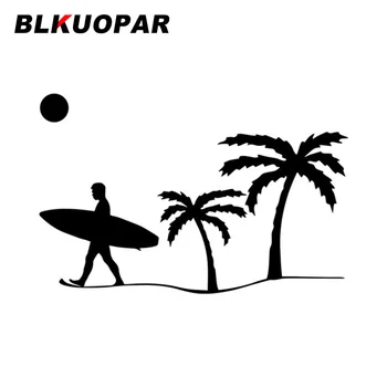 BLKUOPAR Surfer Palmier Interesant Masina de Autocolante Creative placa de Surf, Skateboard Frigider Rezistent la zgarieturi Decalcomanii de Vinil