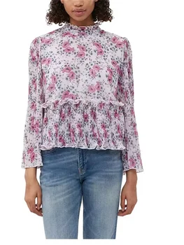 Bluza femei 2023 Print Floral Stand Guler Ciufulit Dulce Elegant Tricou cu Maneci Evazate