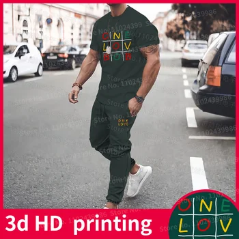 Bob Marley One Love 3D Imprimate T-shirt Set de Primăvară Nouă Bărbați pantaloni Scurți Două Piese Negre de Moda Tricou Casual, de Stradă Sport