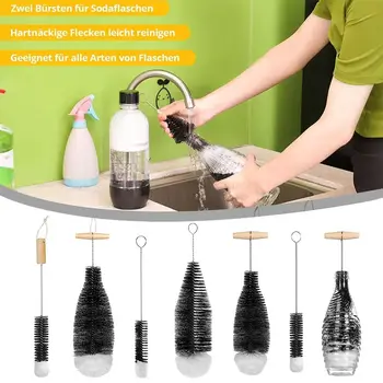 Bucătărie De Curățare Instrument De Îndepărtare A Prafului De Sticlă Borcane Curate Cu Lemn De Fag Ocupa De Soda Stream Sticla Perie Perie De Curățare