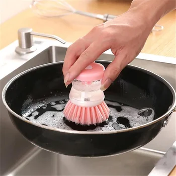 Bucătărie de Curățare Perie Oală fel de Mâncare Perie cu detergent Lichid Dozator de Săpun 2 In 1 Mâner Lung Cleaing Perie Perie de spălat Vase