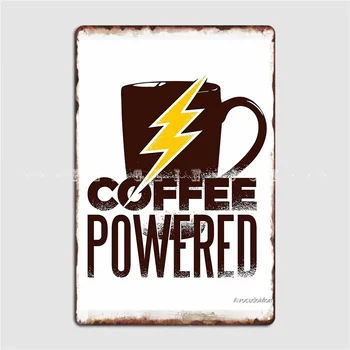 Cafea Alimentat Citat Cu O Cană Și O Fulgere Desing Metalic Semn De Perete De Peșteră Amuzant Bar Club De Pictura Decor Tin Semn Poster