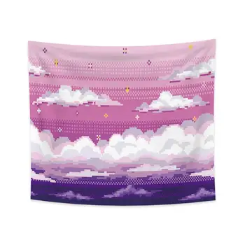 Cer noros Tapiserie de Perete Roz Violet Nori Peisaj Sălbatic Cer Artă, Natură, Peisaj Tapiserie de Perete Decor Camera pentru Fete