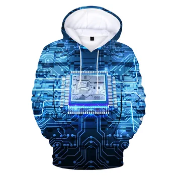 Cip Electronic CPU Grpahic Hoodies pentru Bărbați Îmbrăcăminte 3D Placa de Circuit Imprimat cu Gluga Pulovere Copii Amuzante Hanorac Swaetshirt Topuri