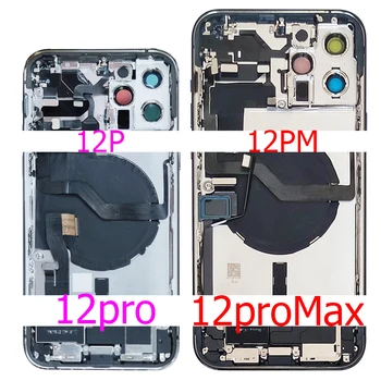 Complet Capacul din Spate Pentru Iphone 12 Pro Max 12p 12 Locuințe Baterie Mijlocul Șasiului Ansamblul Ușii din Spate cu Cablu Flex