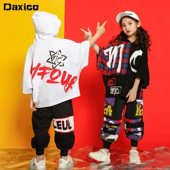 Copiii de Dans Hip-hop Costum Hanorac Pantaloni Jogger Tricou Copii Dans Jazz Purta Băiatul Sala de Dans Costum Fată Liber Trening