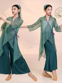 Dans clasic Costum pentru fata Duce În Play Șarpe Verde Cu Un stil Chinezesc de Dans cu care Curge Tesatura de Sifon