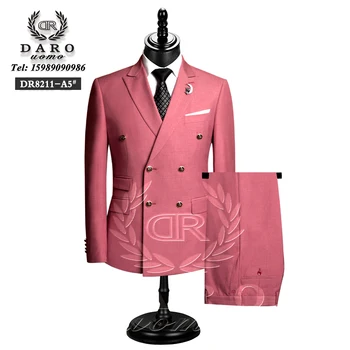 DAROuomo 2023 Bărbați Costum Slim Fit Formale de Lucru de Afaceri Poarte Costume 3Pcs Set (Sacou+Pantaloni+Vesta)DR8211