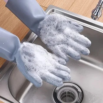 De spălat vase Mănuși de Curățare Magic Silicon Cauciuc Mănuși de Spălat Vase pentru uz Casnic Burete Scruber Bucătărie Instrumente de Curățare