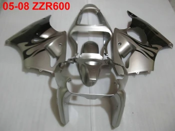 De turnare prin injecție caroserie carenaj kit pentru Kawasaki Ninja ZZR600 05-08 negru argintiu carenajele set ZZR600 2005-2008 OT25