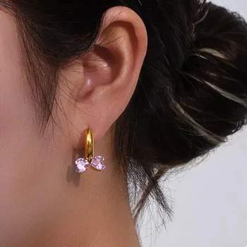 Delicate Roz Stud Placat Cu Aur Legăna Cercei Pentru Femei Zirconiu Cubic Hoop Cercei Pentru Femei Boemia Cercei Bijuterii Cadouri
