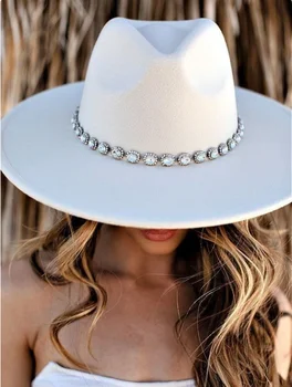 Fedora Pălărie de Iarnă de Lux Pălărie Bărbați Femei de Moda de Nunta de Decorare Autocolant Diamant Accesorii Palarie palarie sombrero