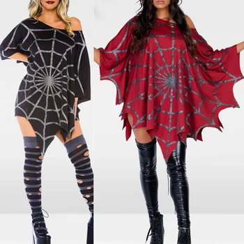 Femeile Spider Regina Poncho Sclipici Păianjen Capul Sus Noutate Pulover Vrac Petrecere De Halloween Cosplay Costum