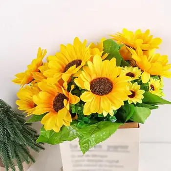 Floarea-Soarelui Galben De Mătase Artificială Buchet De Flori Decor De Toamnă Pentru Decoratiuni Petrecere Gradina Decor