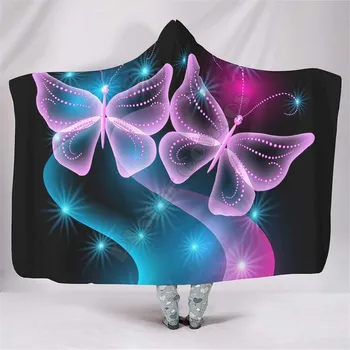 Fluture Frumos Respirabil cu Gluga Pătură Imprimate 3D Portabil Pătură Adulți copii Pătură pătură arunca Picătură de Transport maritim 01