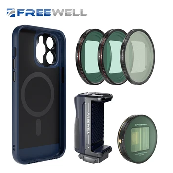 Freewell Aur Mega Kit cu 1.33 x Aur Anamorphic Lens, VND1-5 & Ceață 1/4 l Sherpa Compatibil cu iPhone 15/14/13 Pro & Pro Max