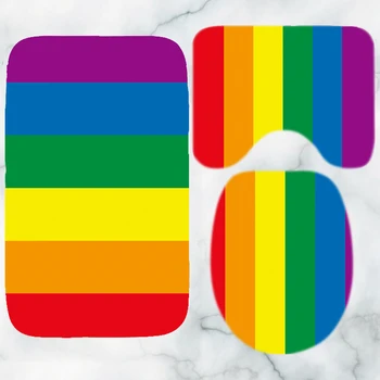 Gay Pride Steag Curcubeu Baie Mat Covor Set pentru Baie Decor Gay Pace LGBT GLBT Baie Covor Covor Capacul de Toaletă Accesorii