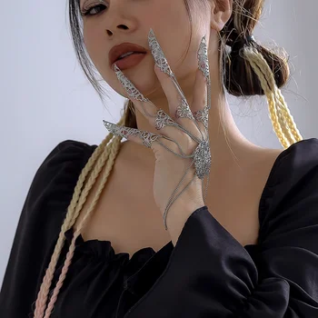 Gotic Personalitate Thai Timp De Unghii Deget Inele, Bratari Femei Dansatoare Din Buric Ciucure Link-Ul De Conectare Mână Brățări Bijuterii De Epocă